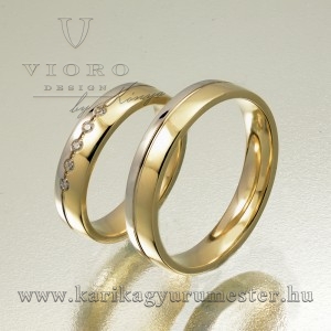 Ötköves  sárga-fehér arany karikagyűrű pár 409/SF
